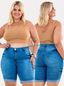 Kit 2 Bermuda Feminina Plus Size Jeans Com Lycla (Elastano)