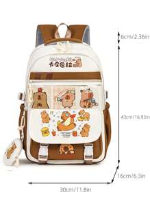 Capybara Backpack For Primary/Secondary School Students - Large Capacity, Lightweight, Versatile & Fashion Design, With A Bonus Coin Purse