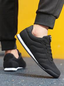 1 par de zapatillas deportivas básicas con cordones de tela, de colores contrastantes, en estilo bohemio, para fiestas, calle y casual, adecuadas para exteriores, bodas, vacaciones, oficina, para todas las estaciones
