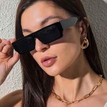 Original OG Narrow Dark Black Frame Rectangular Black Square Shades Sunglasses - as pic - View 3