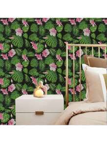 1 Roll Of Tropical Jungle Palm Leaf Floral Wallpaper, Peel And Stick Contact Paper, Jungle Plant Wallpaper, Detachable Wallpaper Suitable For Bathroom, Bedroom, Living Room, Cabinet, Furniture Renovation
