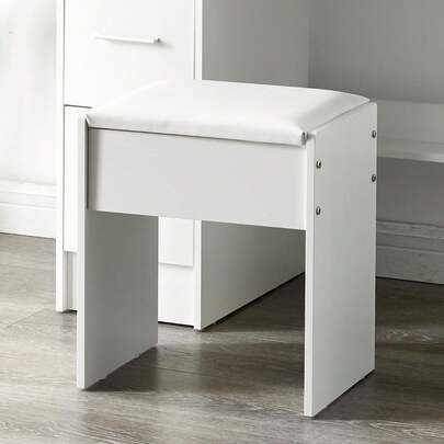 Vanity Stool, Bedroom Vanity Chair Soft Cushioned Piano Stool 17"H Makeup Bench,Small Vanity Stool, Cute Stool With Cushion White Makeup Chair For Small Spaces