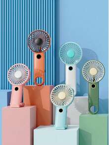 500mAh Lithium Battery, USB Charging, Handheld Fan, Portable Fan, Digital Display Folding Fan, Mountain Climbing Buckle - Multicolor - View 2