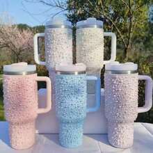 1pc40oz 手柄杯，不锈钢真空啤酒杯车载保温保冰钻石杯，非常适合汽车、户外、家居、办公室等场景，是送给女朋友的最佳礼物和惊喜 - 彩色 - 查看 6