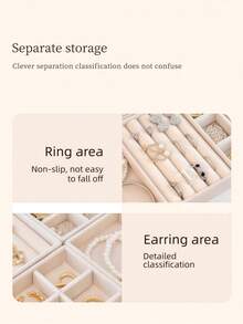 6 件/套天鹅绒珠宝托盘，多功能珠宝收纳展示整理盘，适用于项链、戒指、耳环、口红、化妆品，适用于梳妆台或珠宝展示，适合女性收纳整理器旅行必需品返校 - 彩色 - 查看 8