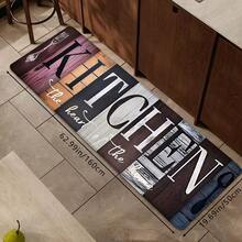 1pc/2pcs Classic Dark Wood Grain Printed Durable Kitchen Mat, High Rebound Memory Foam Absorbent Non-Slip Floor Mat, Suitable For Kitchen, Bathroom, Hallway, Entryway, Dining Room