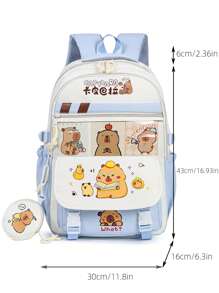 Capybara Backpack For Primary/Secondary School Students - Large Capacity, Lightweight, Versatile & Fashion Design, With A Bonus Coin Purse