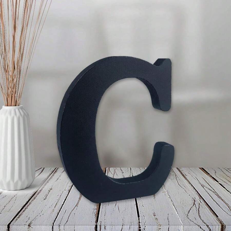 Local Delivery-- 4 Inch Black Wood Letters Unfinished Wood Letters For Halloween Decorative Standing Letters Slices Sign Board Decoration For Craft Home Party Projects (A) - C - View 1