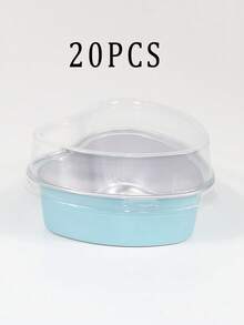 20个心形铝箔布丁杯，锡箔防皱杯，彩色耐高温慕斯杯，带盖烘焙蛋糕模具，心形蛋糕盘，铝箔碗，布丁杯，家用烘焙蛋糕模具，慕斯情人节心形蛋糕盘，蛋糕纸杯 - 彩色 - 查看 13