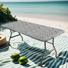 1 Stück Tischdecke mit elastischem Rand, leicht und waschbar, barockes minimalistisches Muster geeignet für Heimveranstaltungen, Outdoor-Picknicks, Themenfeiern, Innen- und Außenbereich