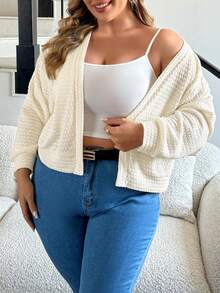 秋季新款大码时尚优雅纯色女V领纽扣针织开衫，适合初秋休闲街头穿搭 - 米色 - 查看 5