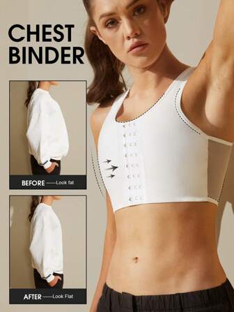 1 件女式束胸背心，跨性别者、变性人、FTM、女同性恋者，可调节透气平胸塑身衣上衣