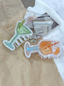 1pc Olive, Coffee, Cocktail, Orange Soda Shaped Hair Claw Clip, New Design, Suitable For Bun Hairstyle Decoration, Holiday Gift Fall Winter Hair Clip Hair Accessories For Women For Vacation Outfits Woman Elegant Hair Clutch