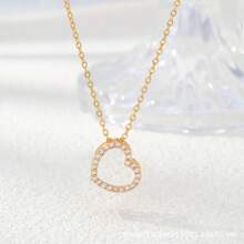 1pc Stainless Steel 18K Fashionable Minimalist Clover Zirconia Hollow Pendant Necklace For Women, Suitable For Party, Date, Office Wear