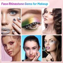 S.Face Makeup Glue Gum Spirit Adhesive With 3600Pcs Face Gems Eyes Jewels For Cosplay Costume, Cosmetic Glue Face Glue For Body Rhinestone Eye Glitter Fake Hair Wig Mustache Halloween SFX Makeup - B.clear - 查看 11