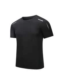 Set de 3 Prendas Deportivas para Hombre: Camiseta de cuello redondo de manga corta con estampado en estilo fitness y moda casual, Camiseta de entrenamiento deportivo con estilo novio para running y baloncesto, Camiseta de manga corta de deporte de seda de hielo transpirable para verano.