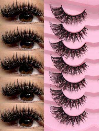 7-Pack Russian Volume False Eyelashes, 5D Mink Lashes Extremely Fluffy & Criss-Cross, Dramatic Lashes, Densely Packed Lashes, 3D Perfect Fit For Your Eye Shape, Suitable For Halloween, Christmas, Mother's Day, Best Gift For Loved Ones