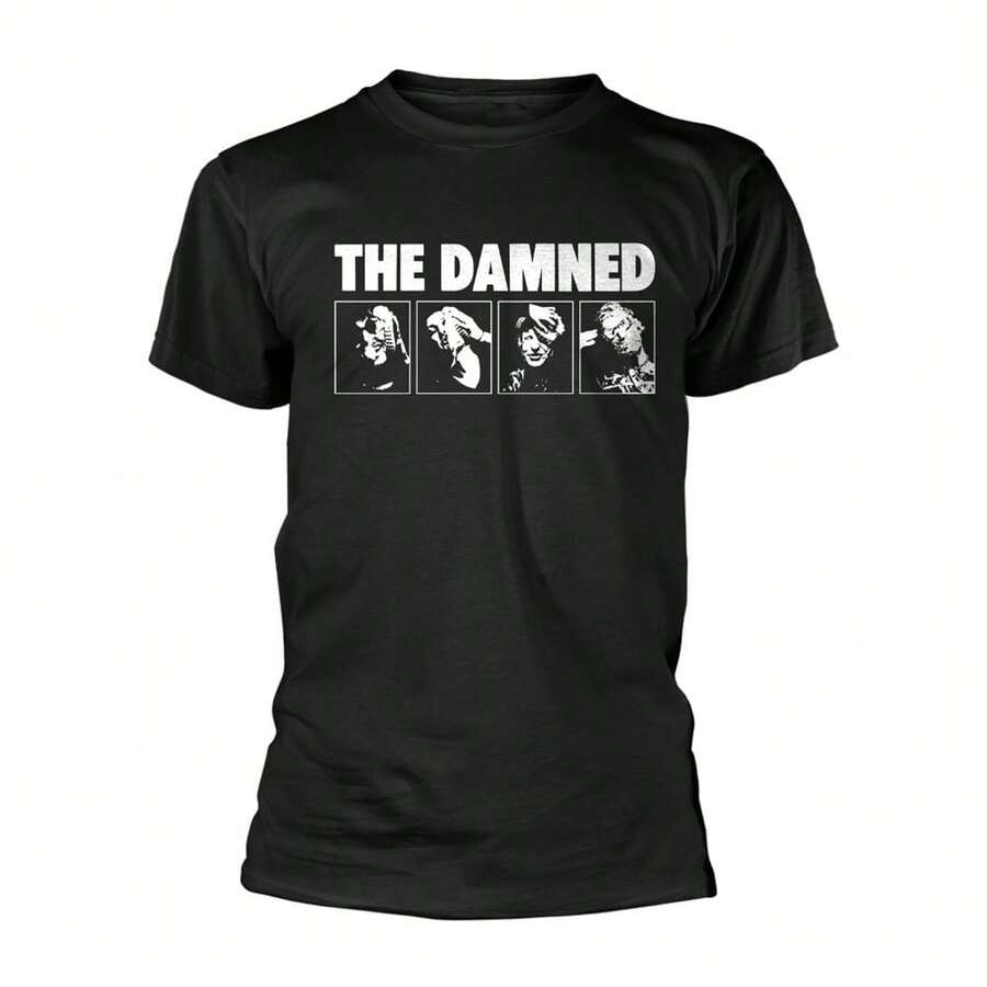 The Damned | Official Band T-Shirt | Headshots - 48-Hour Fast Shipping!  - Black - View 1