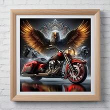 New 5D Diamond Painting DIY Kit - Eagle Motorcycle Theme Pattern, Frameless Canvas Diamond Art, Multi-Size, Colorful Mosaic Wall Decor Suitable For Living Room, Bedroom, Study, Holiday Parties, Home Decor & Gifts.