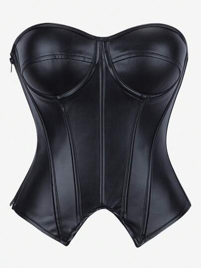 Top corset con copa, unicolor, shapewear, bustier con ballenas, top corto con aros, estilo punk, prenda exterior, body moldeador, adecuado para fiestas de disfraces, Halloween
