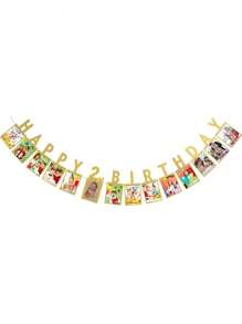 1 Set 1st Birthday Decorations Photo Banner - Happy Birthday Banner, Birthday Photo Banner, Milestone Birthday Gift For Girls & Boys, Birthday Party Photo Props (1st, 2nd, 16th, 18th, 21st, 30th, 40th, 50th, 60th)