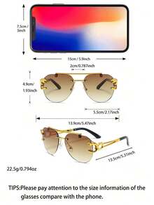 1 Cặp kính thời trang unisex tròng oval, gọng kim loại họa tiết da báo, thiết kế tối giản cổ điển. - màu nâu - Xem 5