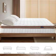 Matelas 140x200 cm, Matelas à Ressorts Ensachés Hauteur 25 cm, Matelas Orthopédique 7 Zones Avec Mousse Confort, Tissu à Surface Douce, Matelas Pour Adultes - Orange Blanc - Voir 6