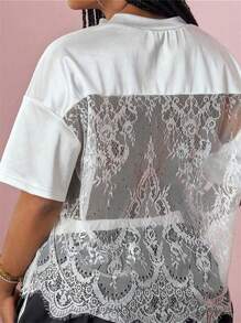 قميص نسائي صيفي بطبعة حرفية مرصع بالراين وشبك، قميص شفاف بياقة V وأكمام قصيرة، مناسب للحفلات الليلية