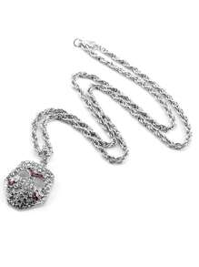 Vintage Rhinestone Decor Mask Pendant Necklace, Hip Hop Fashion Jewelry, European And American Style