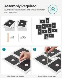 SONGMICS 12-Pack 4X6 Collage Picture Frames, Picture Frames Collage For Wall Decor, Black Photo Collage Frame, Multi Picture Frame Set With Glass Front, Assembly Required - trắng - Xem 4