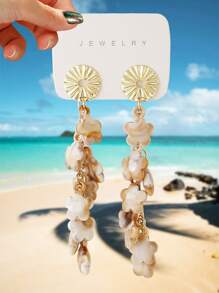 1 Par de Pendientes Bohemios con Colgantes de Mariposa, Estrella de Mar y Concha, Excelentes Regalos para Damas y Niñas, Accesorios para Playa, Casual y Fiesta