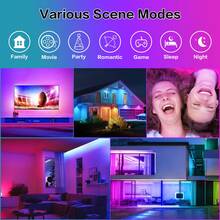50/ 60/ 65.6/100FT Intelligent RGB LED Light Strip, USB Power Supply, APP& 24-Key Remote Control, Built-In Microphone, Music Synchronization,  A Variety Of Modes Can Be Selected, Suitable For DIY Living Room, Bedroom, Game Room, Festival, Party, Halloween Christmas Decorative String Lights Decoration. - ánh sáng màu - Xem 7