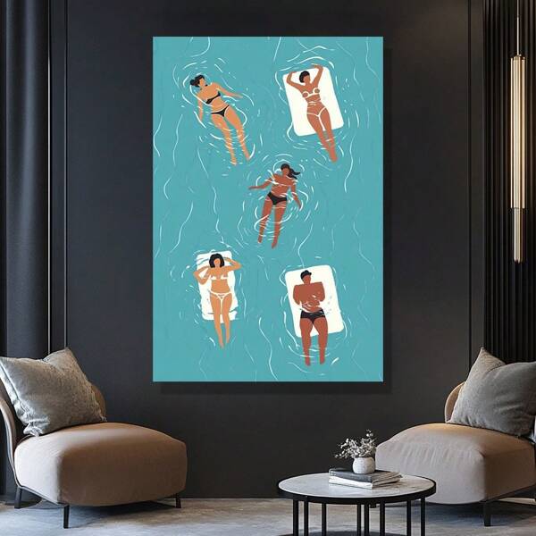1pc Canvas Wall Art - Decorative Prints - Pond Family Gift, Suitable For Living Room, Bedroom, And Office | Canvas Wall Decoration Modern Frameless Wall Arts Posters