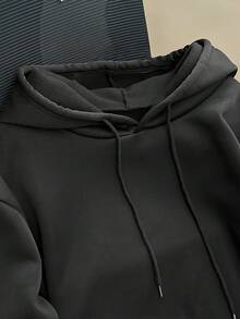 女士休闲连帽运动衫，纯色，夏季时尚 - 黑色 - 查看 3