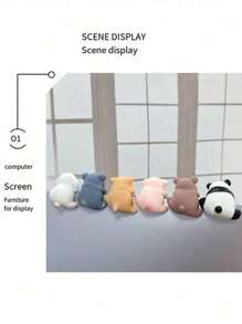 1 pieza/5 piezas Decoración creativa de figuras de animales para computadora/TV monitor, ornamentos de pantalla de navegación de coche