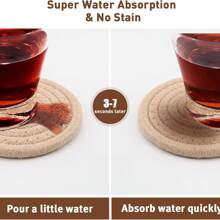 Set de 4 piezas/8 piezas de posavasos absorbentes, posavasos minimalistas con forro de tela no tejida, adecuados para mesas de café, decoración del hogar, bares y regalos - Serie marrón