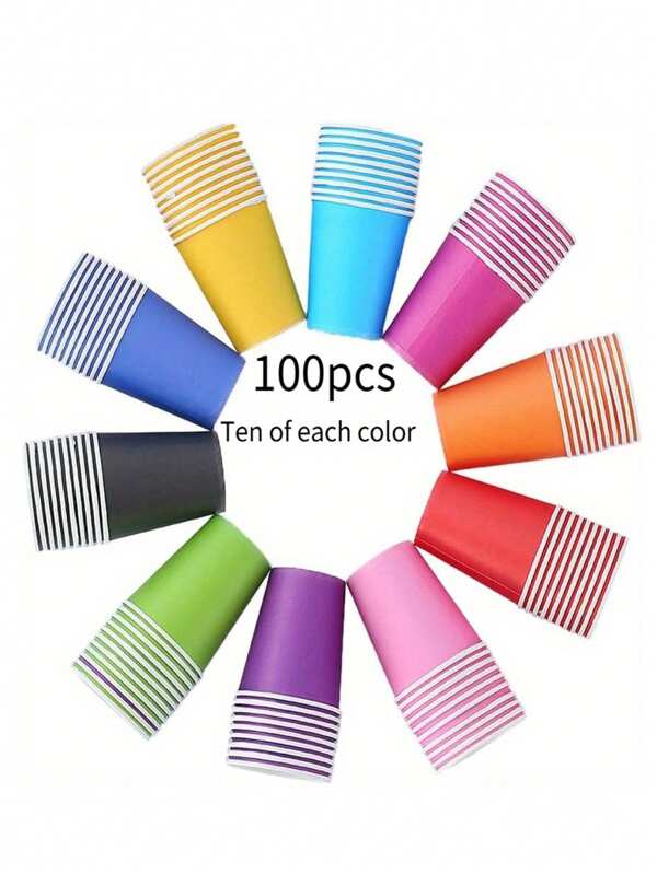 10/20/50/100pcs Vibrant Multicolored Paper Cups - Perfect For Hot & Cold Drinks, Ideal For Weddings, Picnics, BBQs, Travel & Events, Uncoated Party Supplies, Bbq Party Supplies ,Vibrant Party Cups,Reusable Party Supplies, Pink - Home Party Supplies For Cold Drink Coffee Festival Celebration