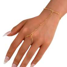 1 Pc Minimalist Beaded Chain Linked Finger Ring