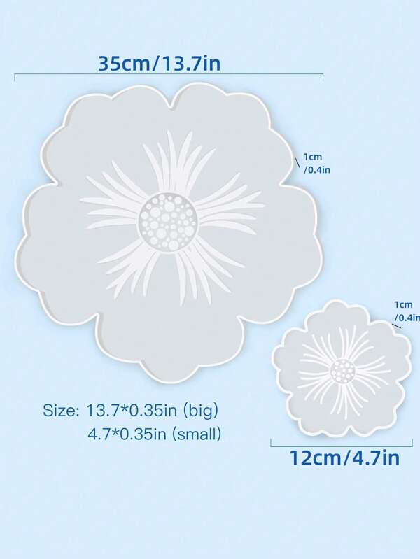 Large Resin Tray Silicone Molds, Flower Coaster Resin Silicone Molds, Flower Epoxy Resin Casting Molds For Diy, Home Decoration, Serving Tray