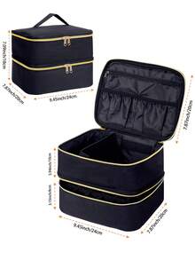 30瓶装指甲油收纳盒 - 容量15毫升/0.5盎司，带工具收纳袋和可调节隔板，双层设计，适合美甲爱好者和美甲师使用。也可作为化妆包、化妆品收纳包使用。 - 彩色 - 查看 15