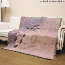 La pequeña oveja en la pradera Manta tejida jacquard de estilo bohemio con flecos, suave y gruesa, no impresa, resistente al desgaste y lavable, sin decoloración ni bolas, utilizada para decoración del hogar, sofá, silla, cama, tapicería, piso, jardín, picnic, al aire libre, camping