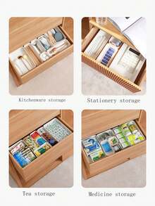 1 Set Thick & Sturdy Plastic Desk Organizer Boxes For Home Office, Kitchen, Bathroom, Makeup Supplies - White - View 4
