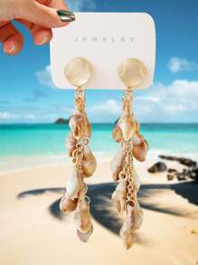 1 Par de Pendientes Bohemios con Colgantes de Mariposa, Estrella de Mar y Concha, Excelentes Regalos para Damas y Niñas, Accesorios para Playa, Casual y Fiesta