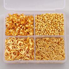 350pcs/Box DIY Jewelry Findings Kit, Includes: 50pcs Lobster Clasps, 100pcs Open Jump Rings, 100pcs Crimp Beads, 100pcs Double Cones, Sturdy & Easy To Operate, Jewelry Connectors, Charms, Pendants, Beading Supplies For DIY Crafting, Necklace, Bracelet Making