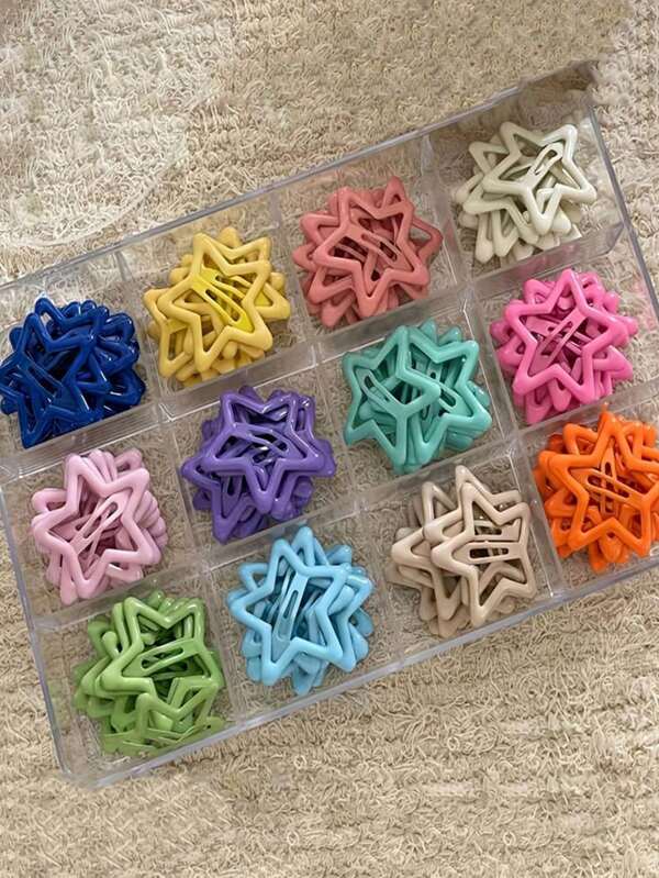 10/40pcs Random Color Star Girls Hairclips, Y2K Style Cute Fashion Girl Hair Accessories, Candy Color Hairpins (OPP Bag Packaging), Claw Clips, Clips For Hair, Hair Slide, Hair Claws