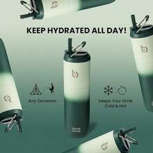 New-88  Insulated Water Bottle 24oz  Straw Lid And Handle For Sports Travel Gym Stainls Steel Water Bottl Double-Wall Vacuum Metal Le Proof - - 綠色環保 - 查看 7