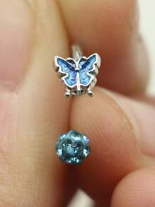 1pc Butterfly Shaped, Bat Lips Ring, Sparkling Harajuku Lip Ring, Cartilage Hoop, C-Shape, Pink & White, New Lip Piercing Jewelry, Suitable For Women's Daily Wear And Gift
