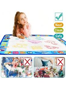 Juego de paño y bolígrafo de agua de diversión para dibujar, manta de dibujo reutilizable de gran tamaño, adecuada para dibujar con agua, reconocimiento de colores, oficina, escuela, dibujo, estudiantes, marcadores, papelería, niños, niñas, útiles escolares, juguetes de niñas, set de arte de niños, expande tu mente, inspira la creatividad práctica, vacaciones de Pascua, regalos de cumpleaños, vuelta al cole