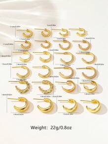 24pcs Minimalist Rhinestone Small Hoop Earrings Set For Women, Versatile For Dates, Vacation, Everyday, Couples Gift, Holiday