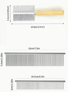 3pcs Stainless Steel Pet Grooming Brushes - For Dogs, Cats, Rabbits, Hamsters And Small Animals - Effective For Detangling, Deshedding And Grooming, Ergonomic Design, Durable For Long-Term Use, Pet Care Accessories